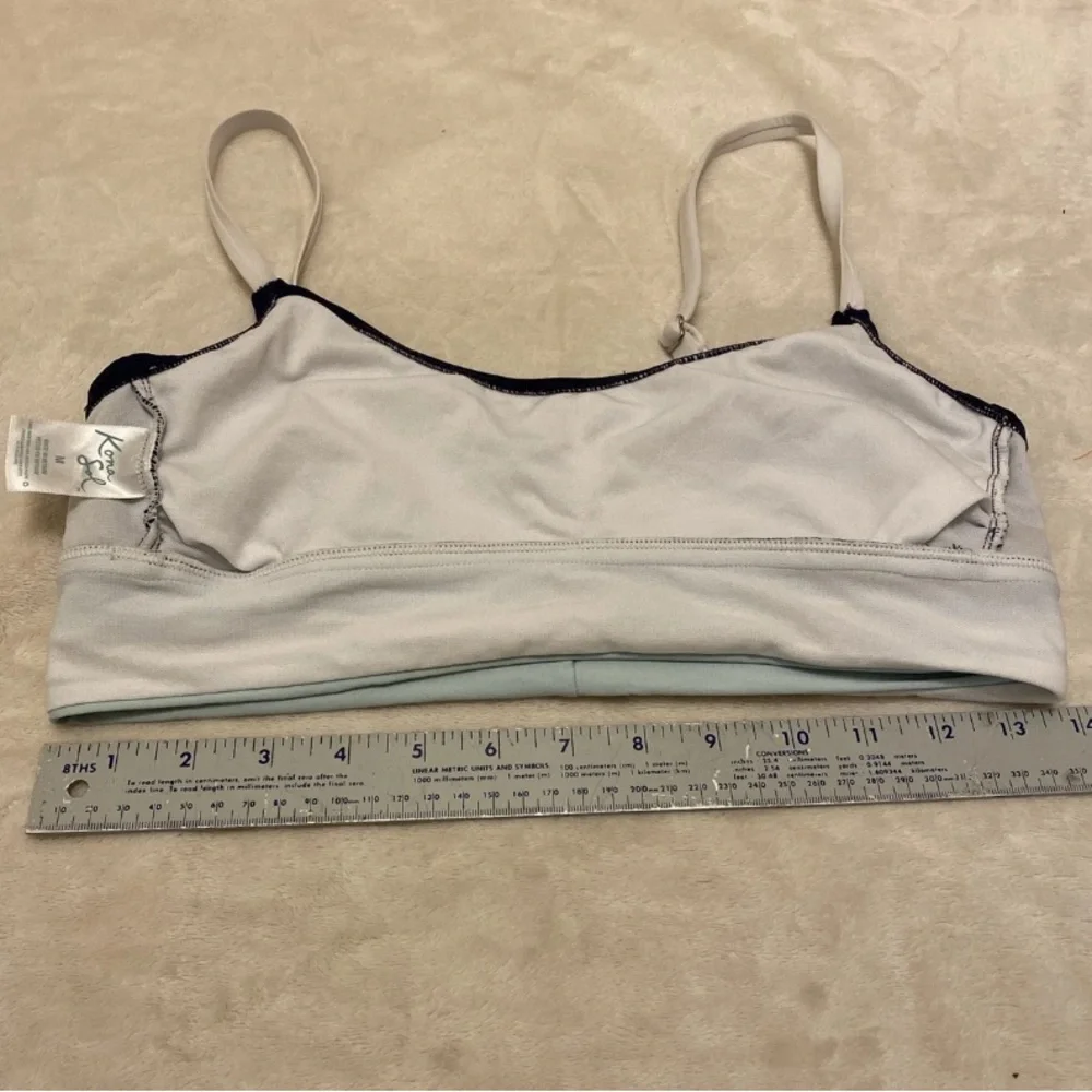 Kona Sol Navy and White and Light Blue Striped Bikini Top
